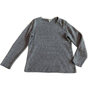 COS Navy White Pullover Sweater 100% Cotton Crew Neck Stretch Size Small Women's